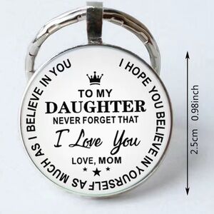 Daughter Keychain I Love You Silver Metal Birthday‎ Christmas Anytime Gift